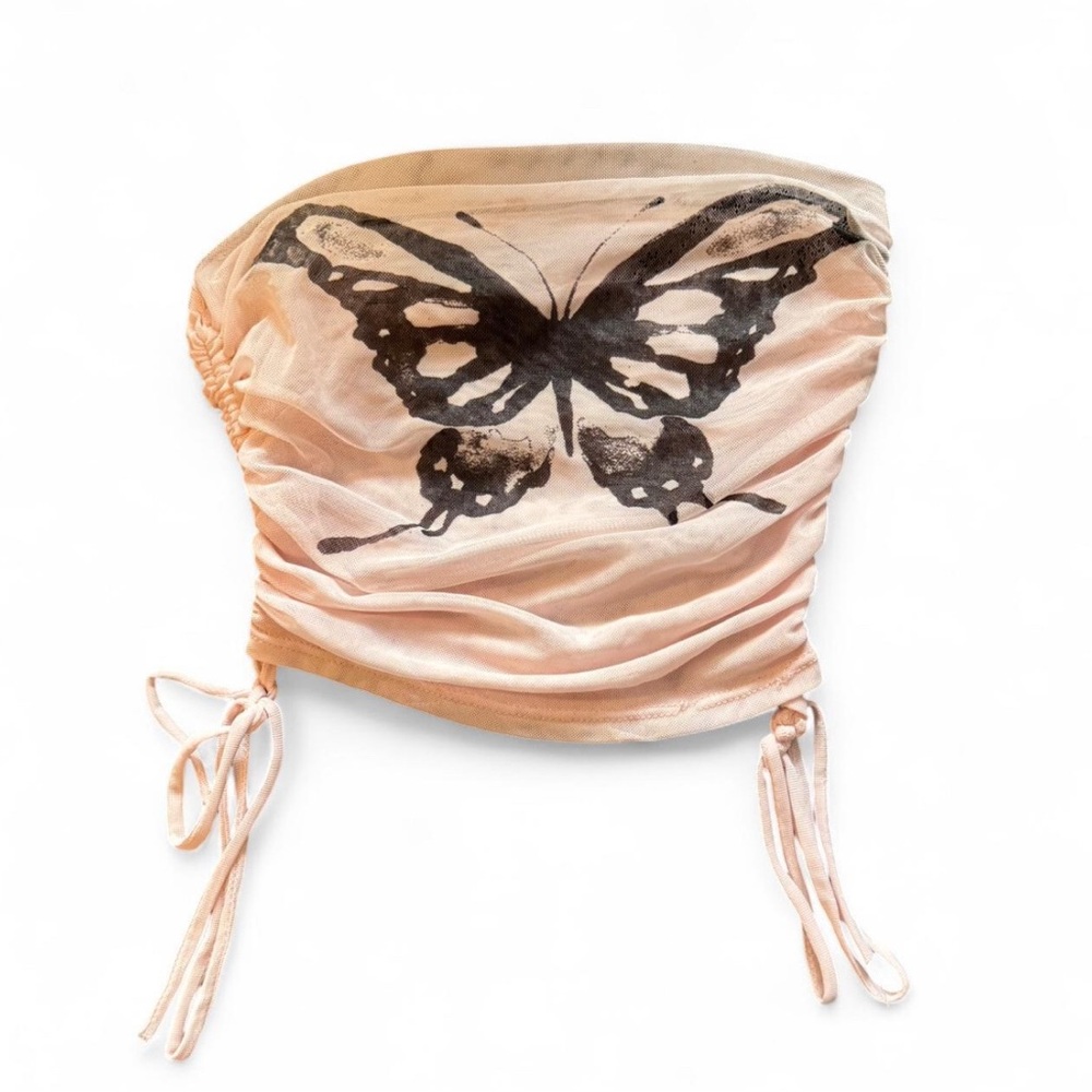 fashion nova pink mesh butterfly bandeau